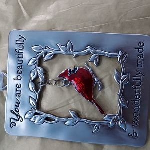 NEW  Metal stamped  cardinal  Christmas  ornament